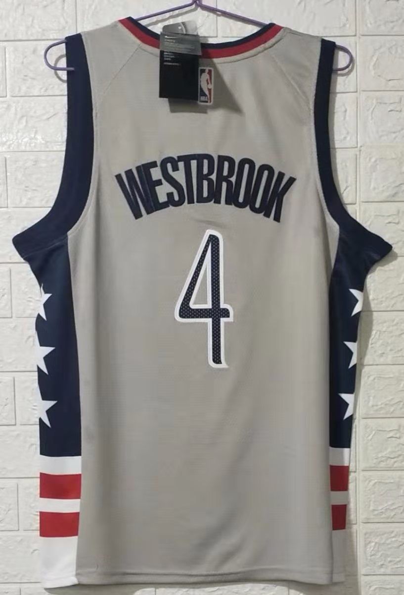 Men Washington Wizards #4 Westbrook gray city edition 2020 NBA jersey->denver nuggets->NBA Jersey